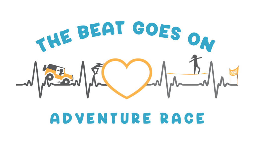 The Beat Goes On Adventure Race Logo - FINAL (blue words with grey ekg line)