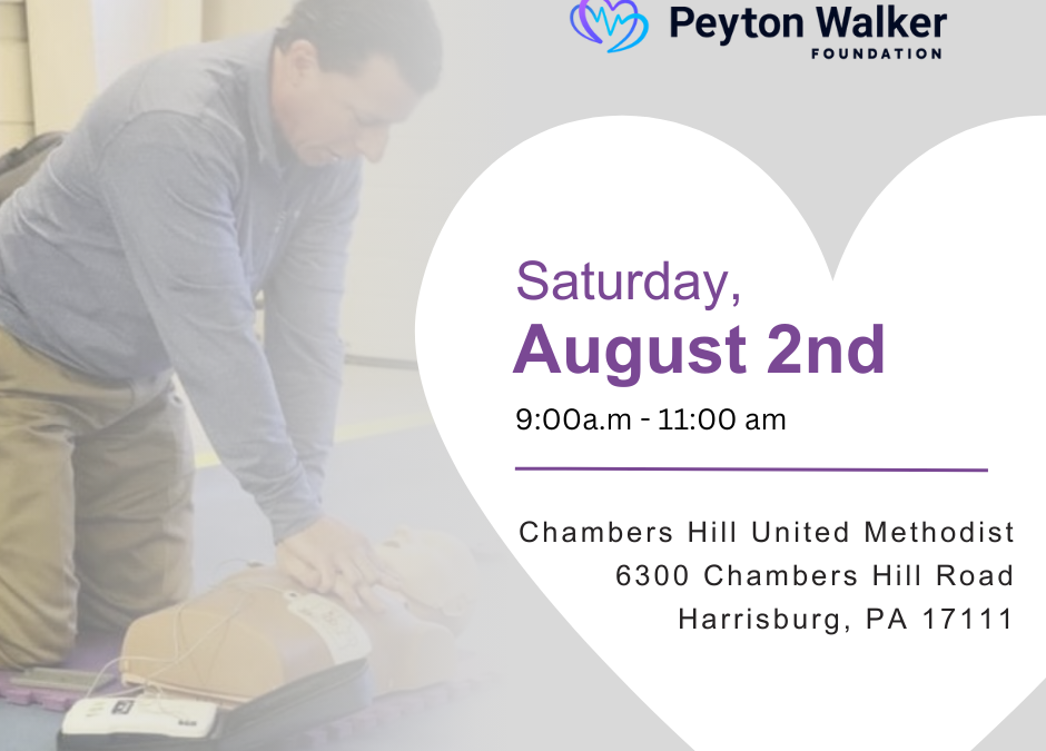 CPR & AED Certification Training Class: Saturday, August 2nd, 9-11AM
