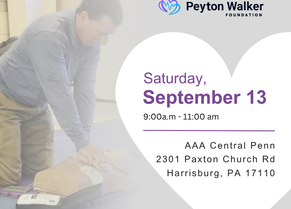 CPR & AED Certification Training Class: ​ Saturday, September 13th, 9-11AM